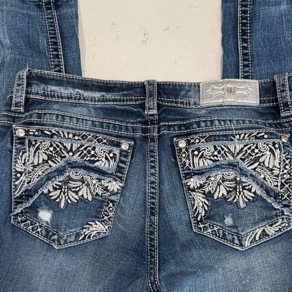 Miss Me Denim - Miss Me Blue Skinny Jeans with Silver Embroidery